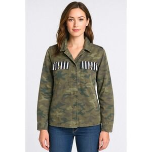 GAP Camouflage Military‎ Jacket S Green Camo Button Down Streetwear Chic 88-02